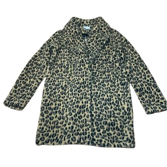 Long Calvin Klein Open Cardigan, Faux Fur/Plush Chetah Jacket, Small - Picture 1 of 6